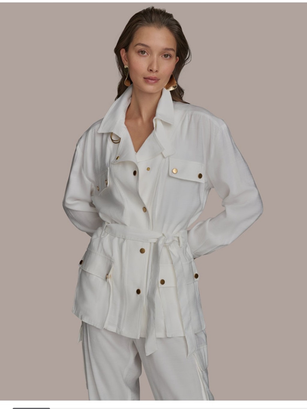 Donna Karan Tuscan Grey Double-Breasted Belted Blazer Nwt Large